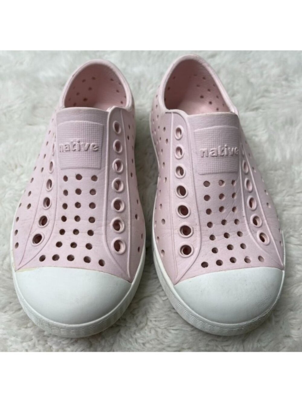 Native Jefferson Shoes Kids Size 9 Pink Slip On Perforated Water Sneakers Toddle